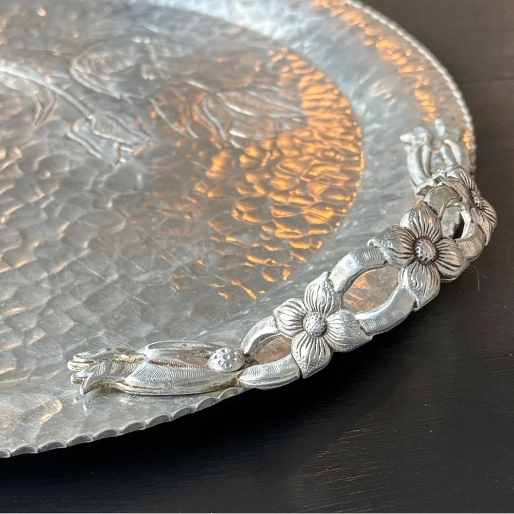 VTG *Rodney Kent* Hand Wrought Hammered Aluminum Round Serving Tray/Platter